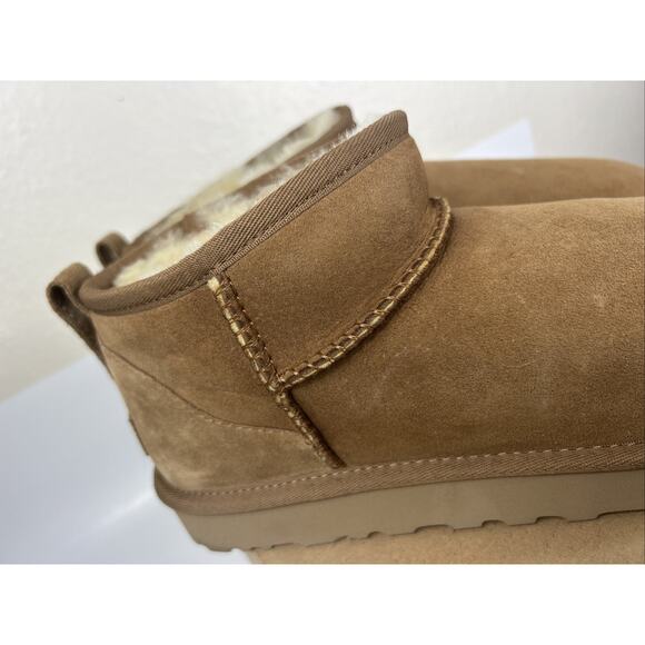UGG Classic Ultra Mini Platform Chestnut Size 10 Boots 1116109 Booties Wool - Picture 11 of 16